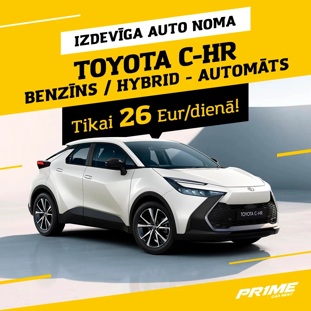 Toyota C-HR noma – tikai no 26 EUR!