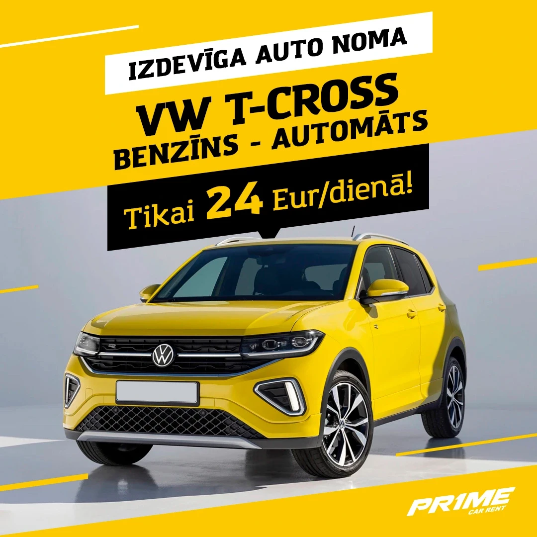 Volkswagen T-Cross noma Rīgā – tikai no 24 EUR dienā!